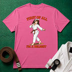 I'm a Delight Brown Belt T-Shirt in Azalea