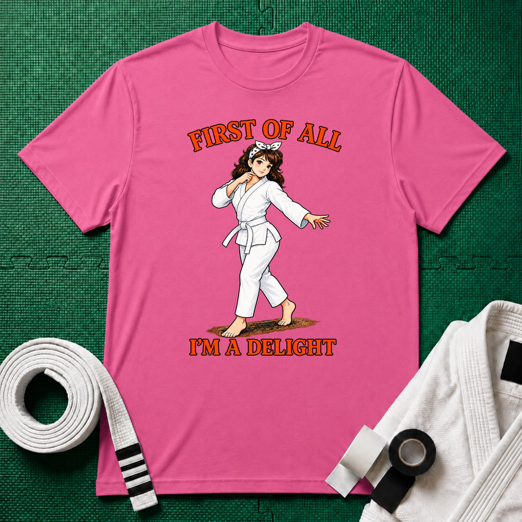 I'm a Delight White Belt T-Shirt in Azalea