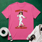 I'm a Delight White Belt T-Shirt in Azalea
