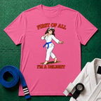 I'm a Delight Blue Belt T-Shirt in Azalea