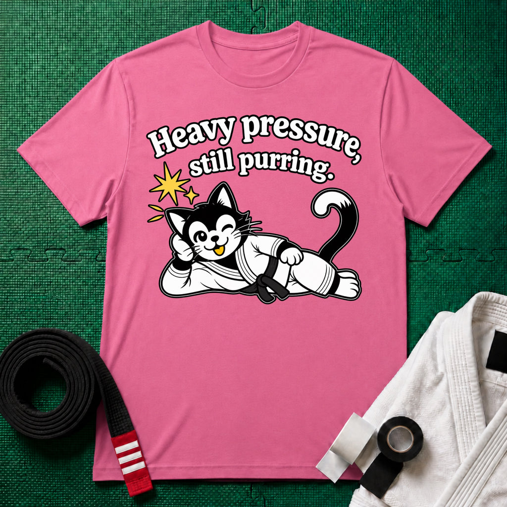 Still Purring Black Belt T-Shirt in Azalea