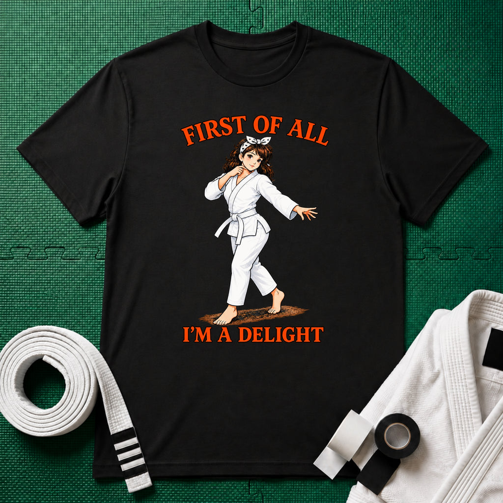 I'm a Delight White Belt T-Shirt in Black