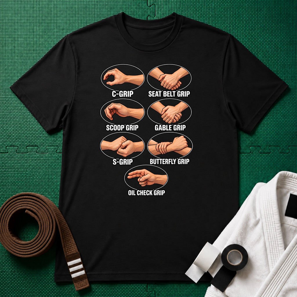 Jiu-Jitsu Grips Chart T-Shirt, Black