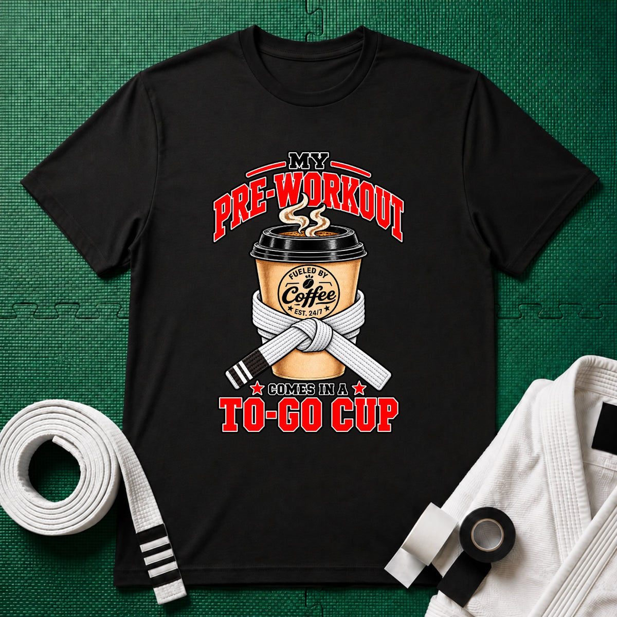 To Go Cup White Belt T-Shirt