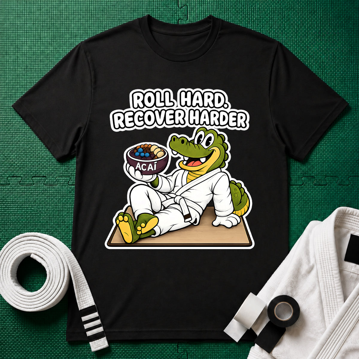 Roll Hard White Belt T-Shirt