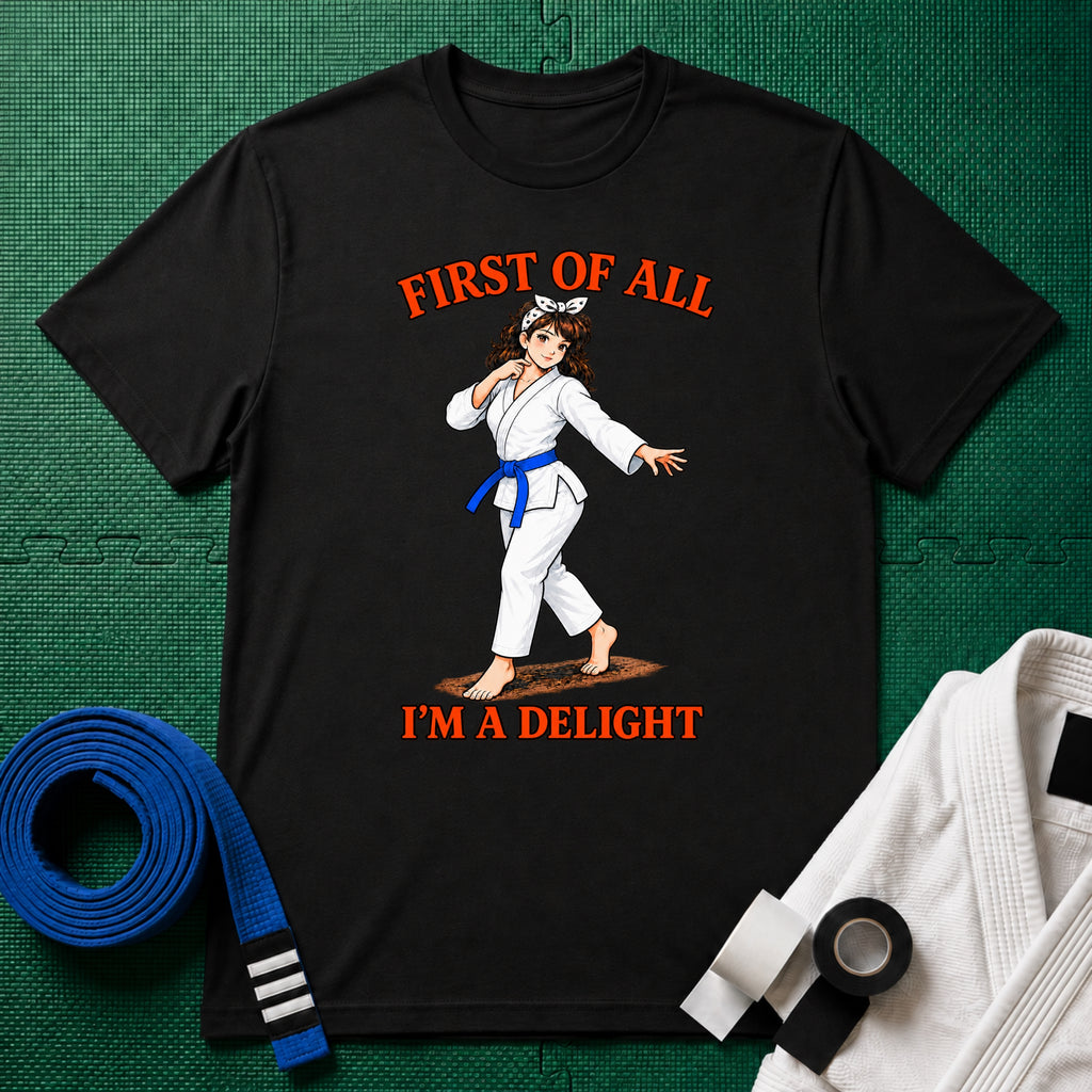 I'm a Delight Blue Belt T-Shirt in Black