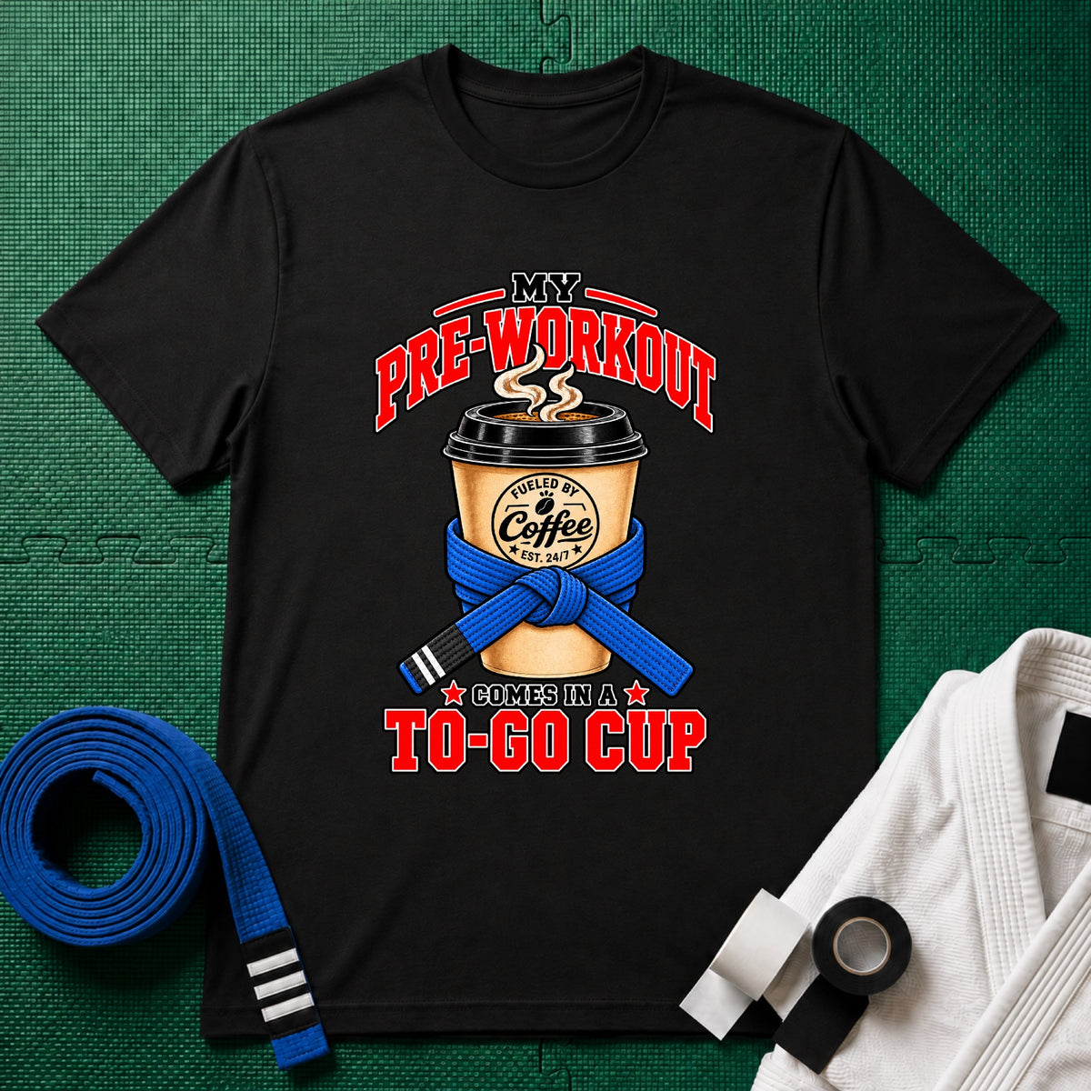To Go Cup Blue Belt T-Shirt