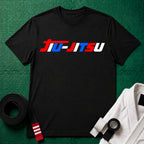 Red, White and Blue Jiu-Jitsu T-Shirt in Black