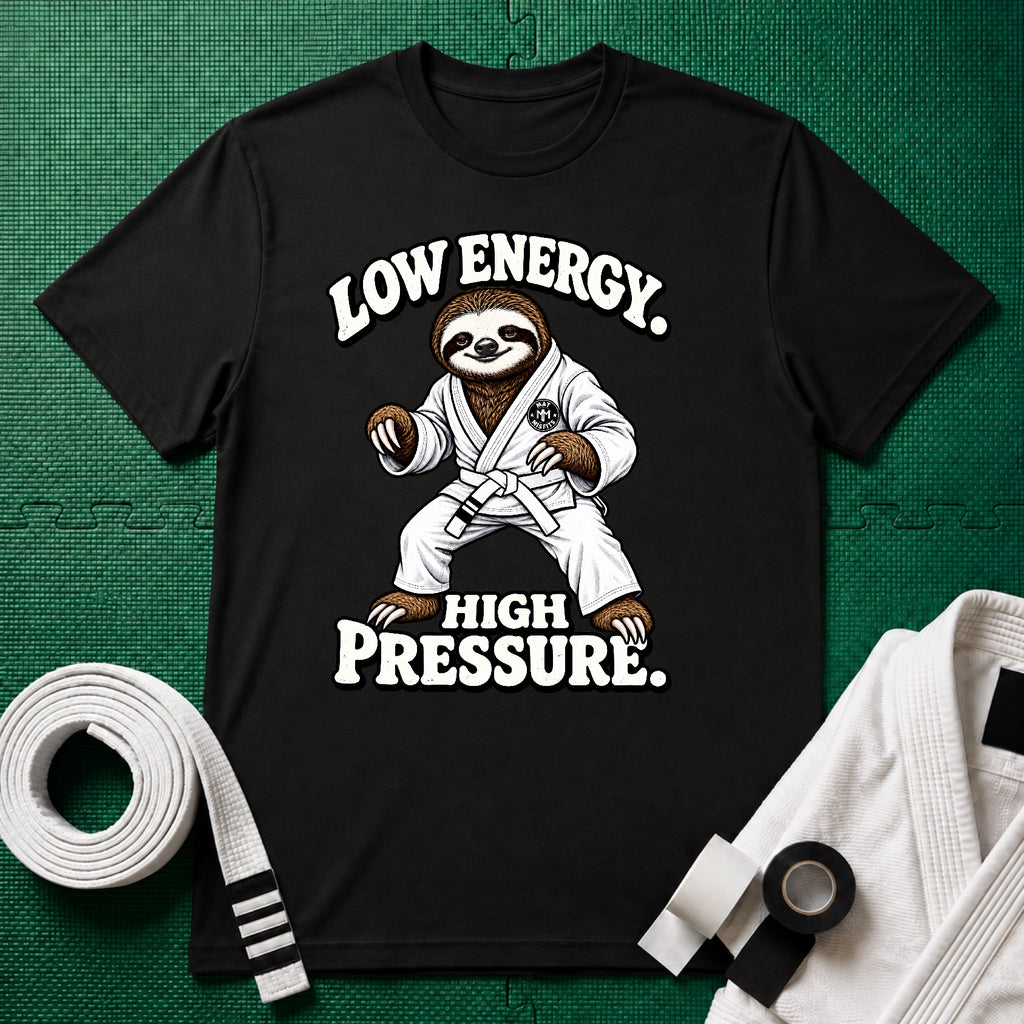 Low Energy Sloth White Belt T-Shirt