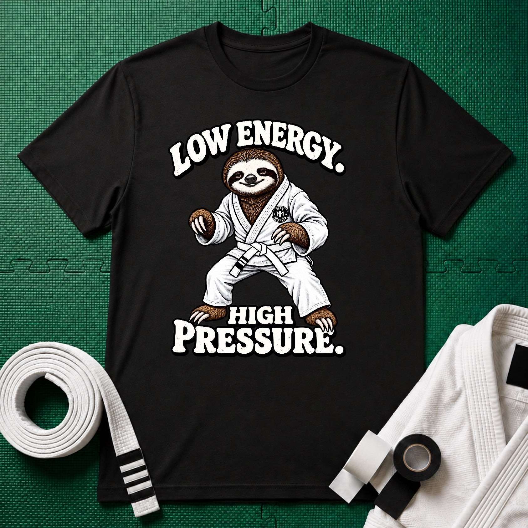 Low Energy Sloth White Belt T-Shirt