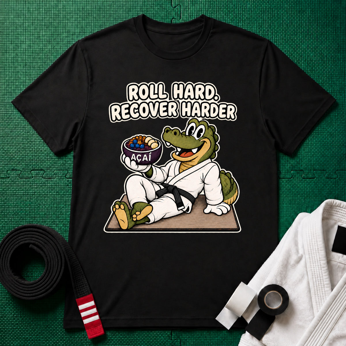Roll Hard Black Belt T-Shirt