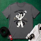 This Pussy Needs to Sleep Black Belt T-Shirt in Charcoal