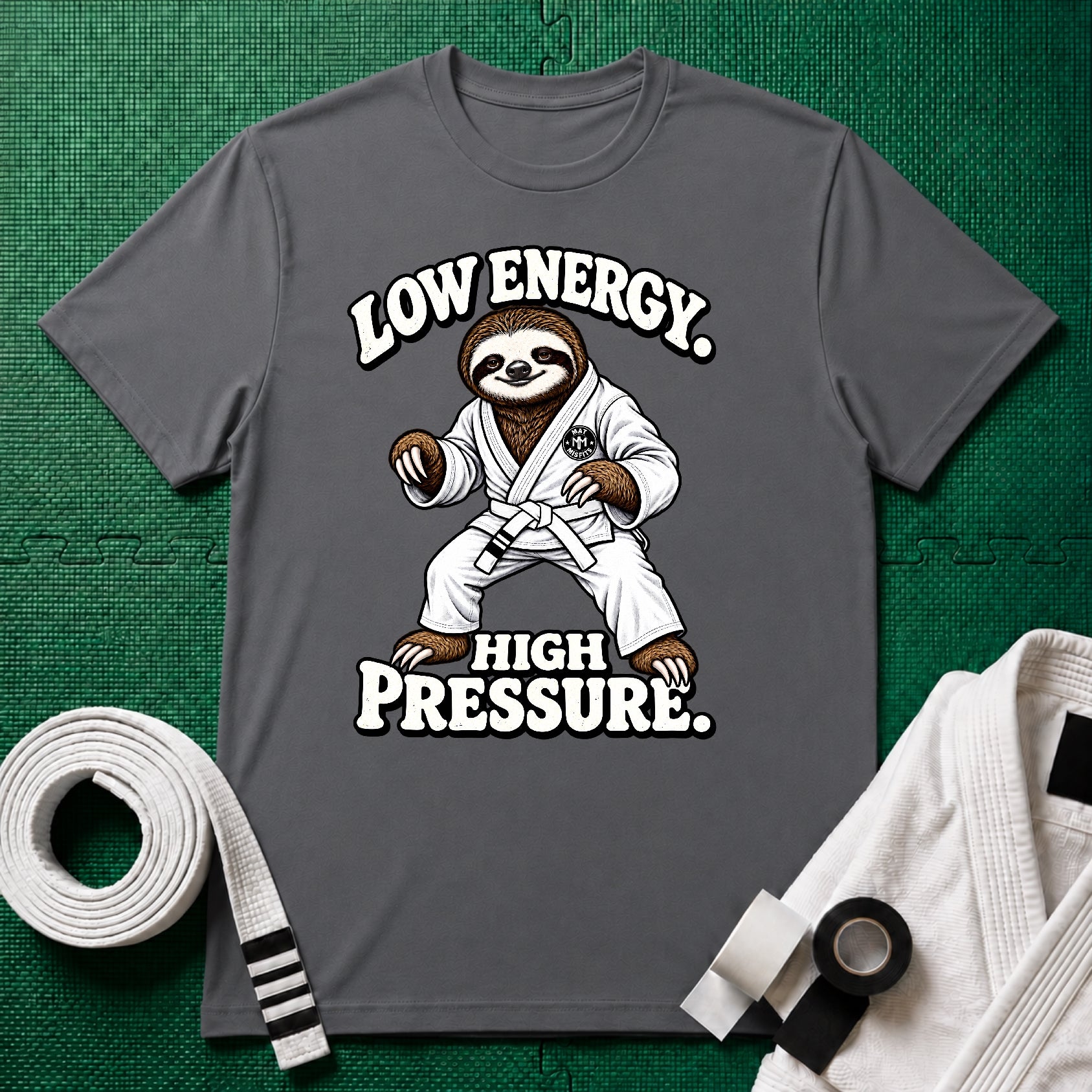 Low Energy Sloth White Belt T-Shirt