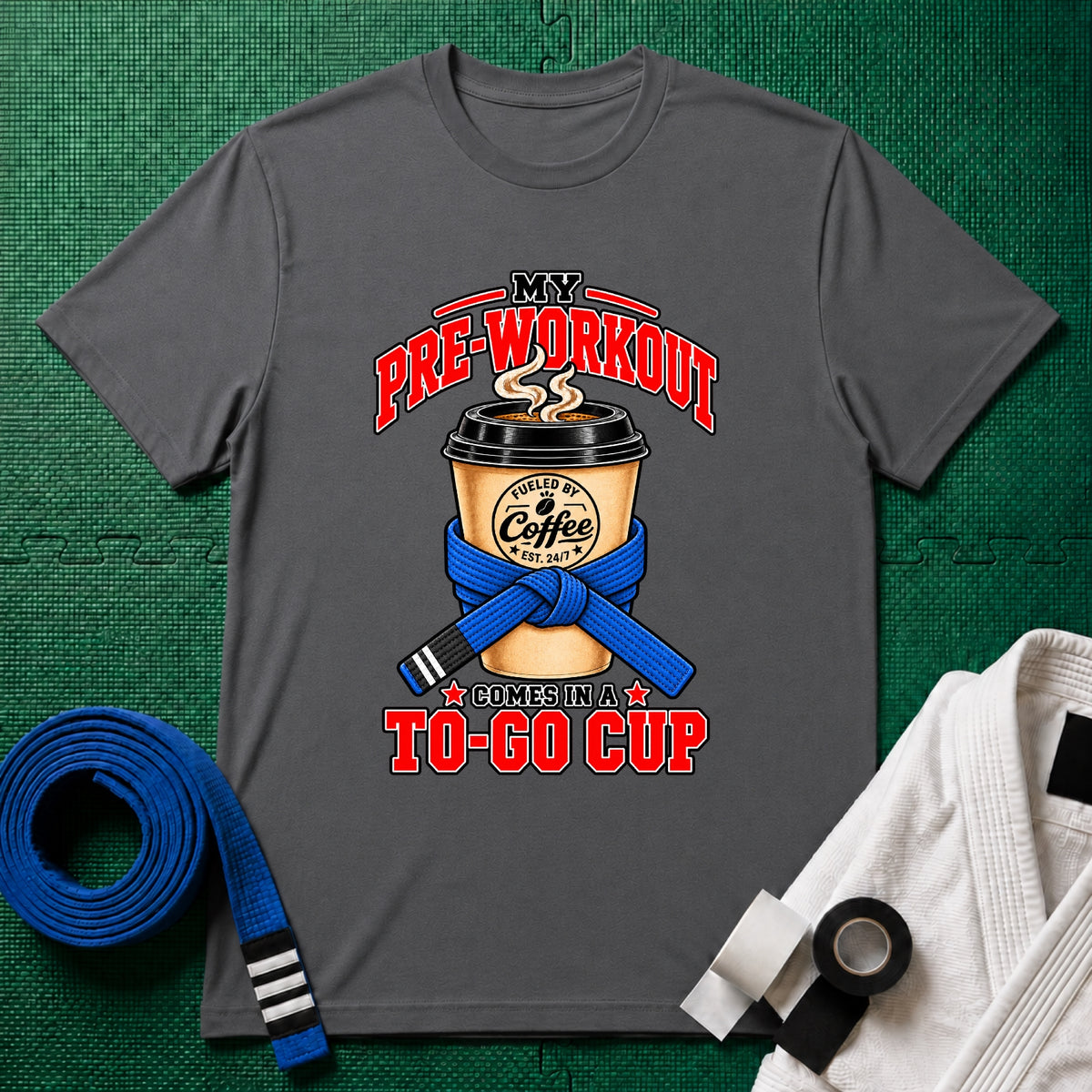 To Go Cup Blue Belt T-Shirt