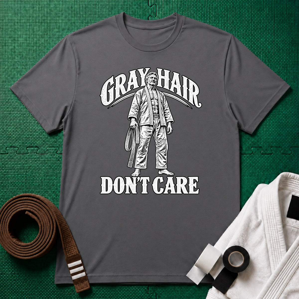 Grey Hair Don't Care T-Shirt, Charcoal
