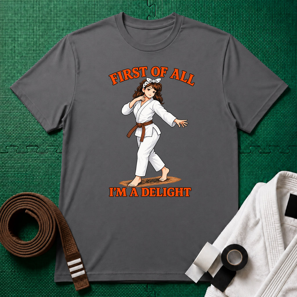 I'm a Delight Brown Belt T-Shirt in Charcoal