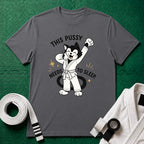 This Pussy Needs to Sleep White Belt T-Shirt in Charcoal