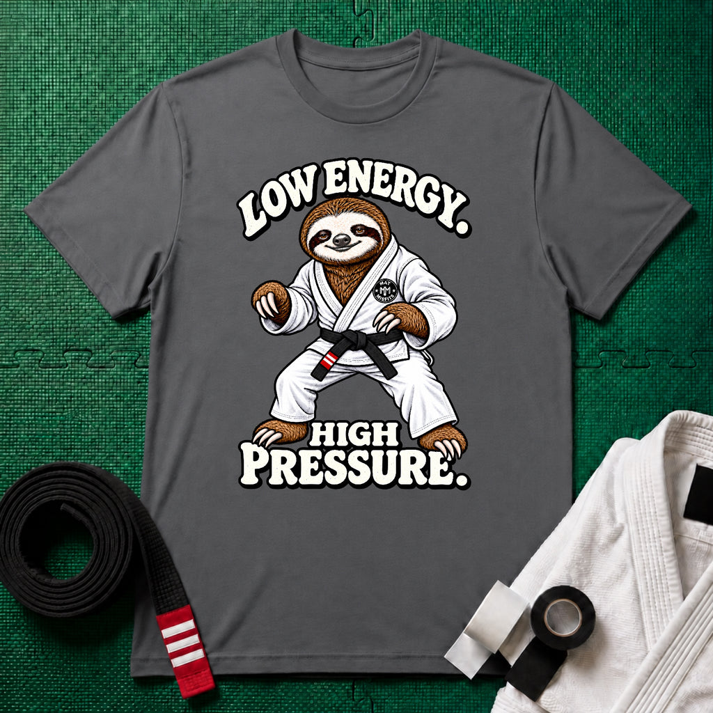 Low Energy Sloth Black Belt T-Shirt