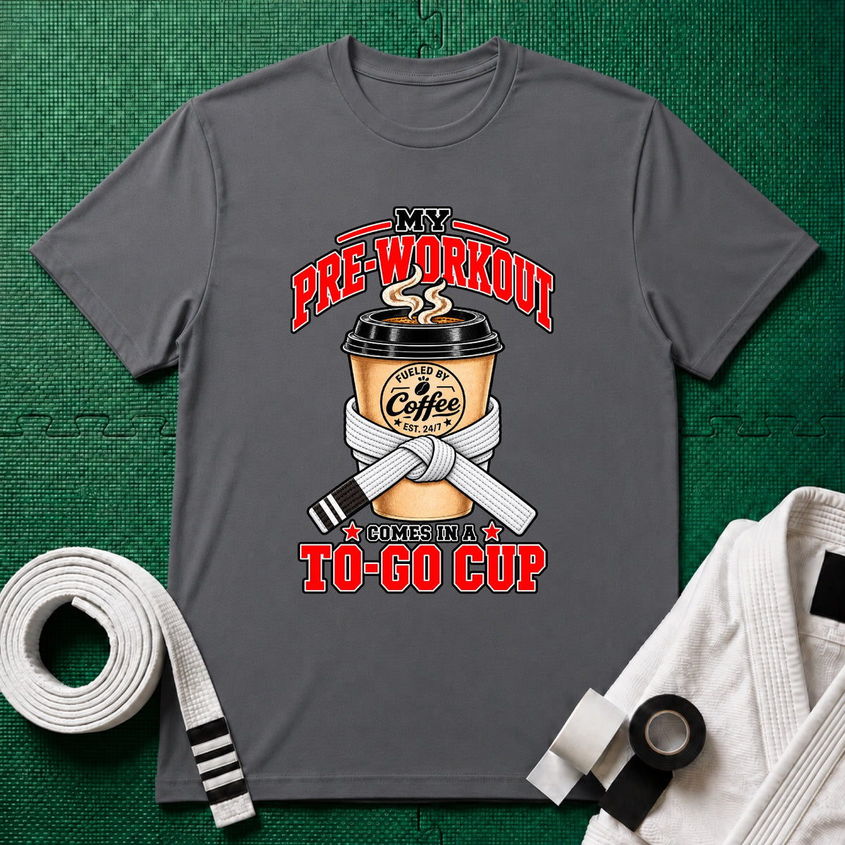 To Go Cup White Belt T-Shirt