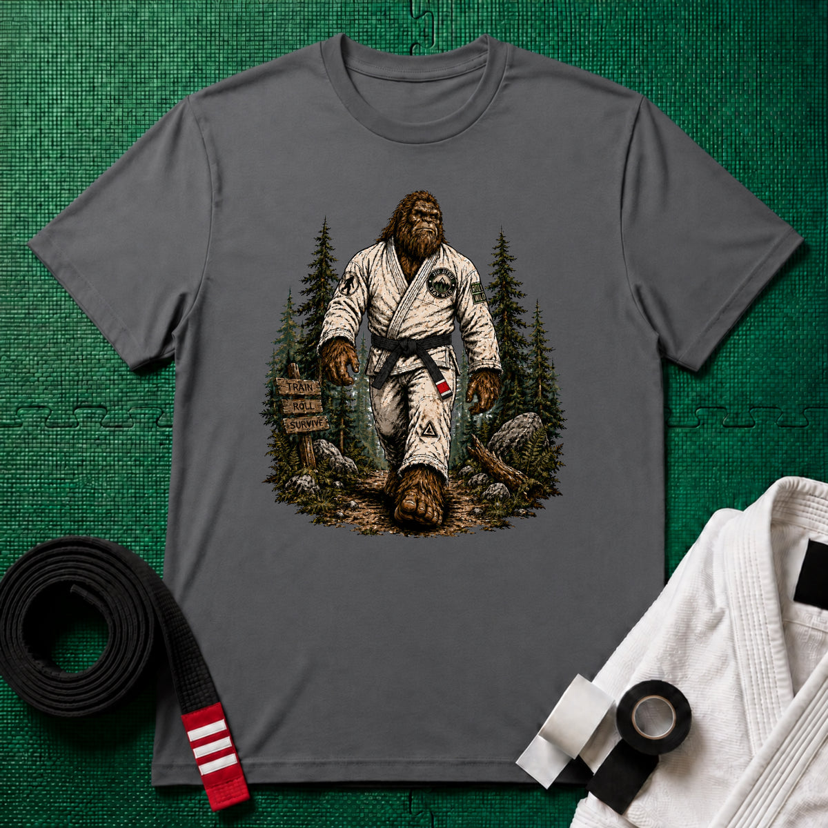 Bigfoot Forest Black Belt T-Shirt