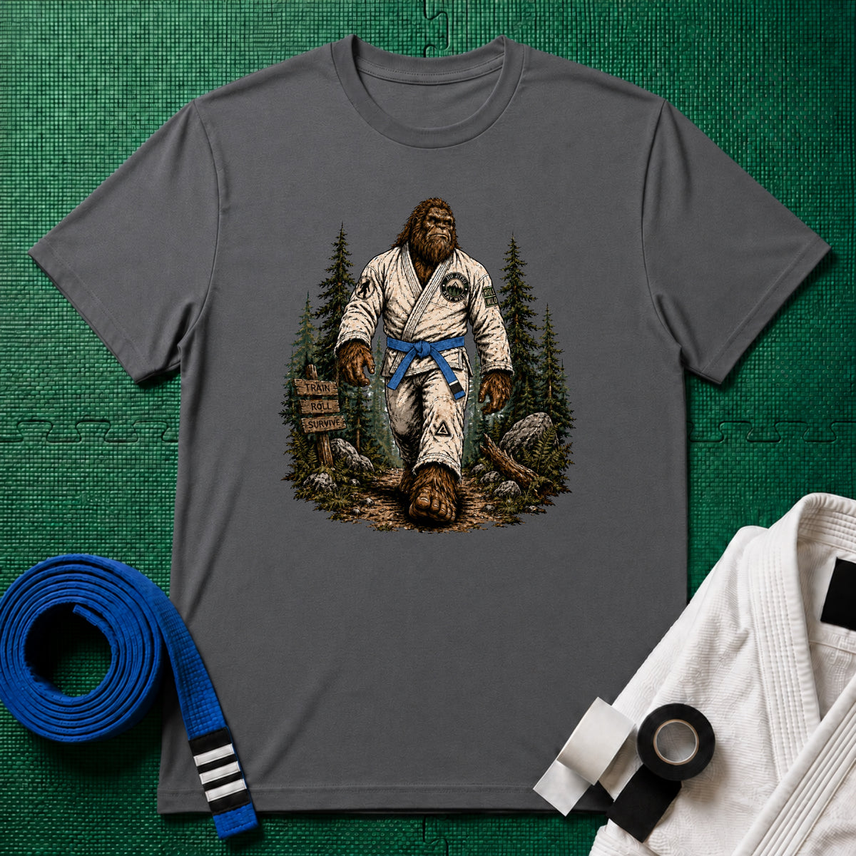 Bigfoot Forest Blue Belt T-Shirt
