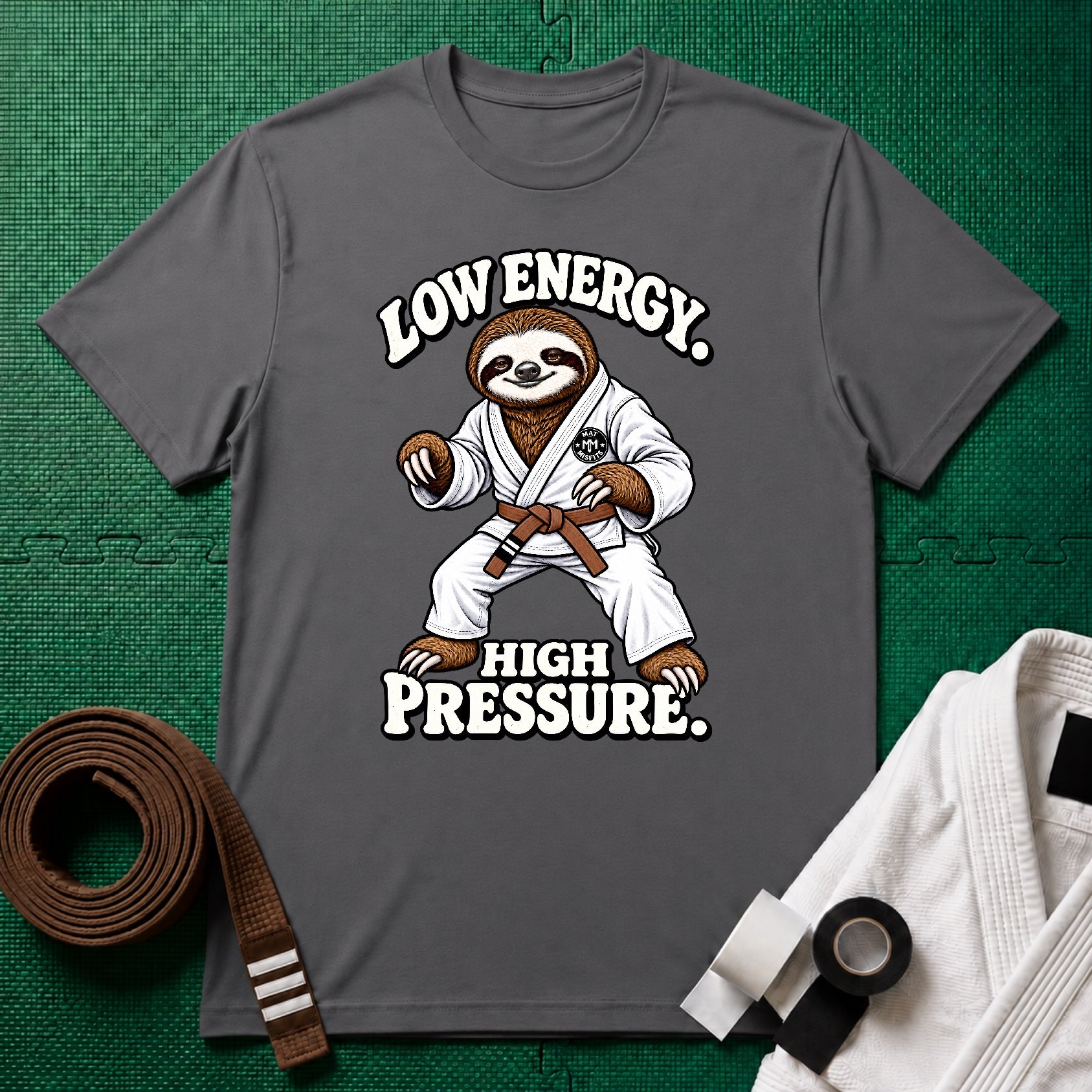 Low Energy Sloth Brown Belt T-Shirt