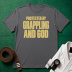 Protected by Grappling and God T-Shirt, Charcoal