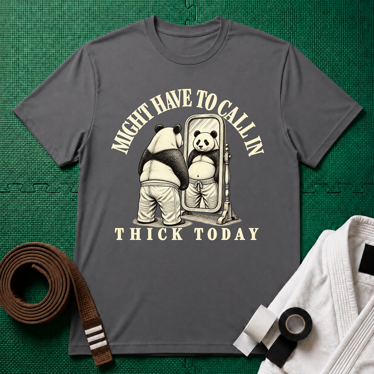 Might Have to Call In Thick Today T-Shirt in Charcoal
