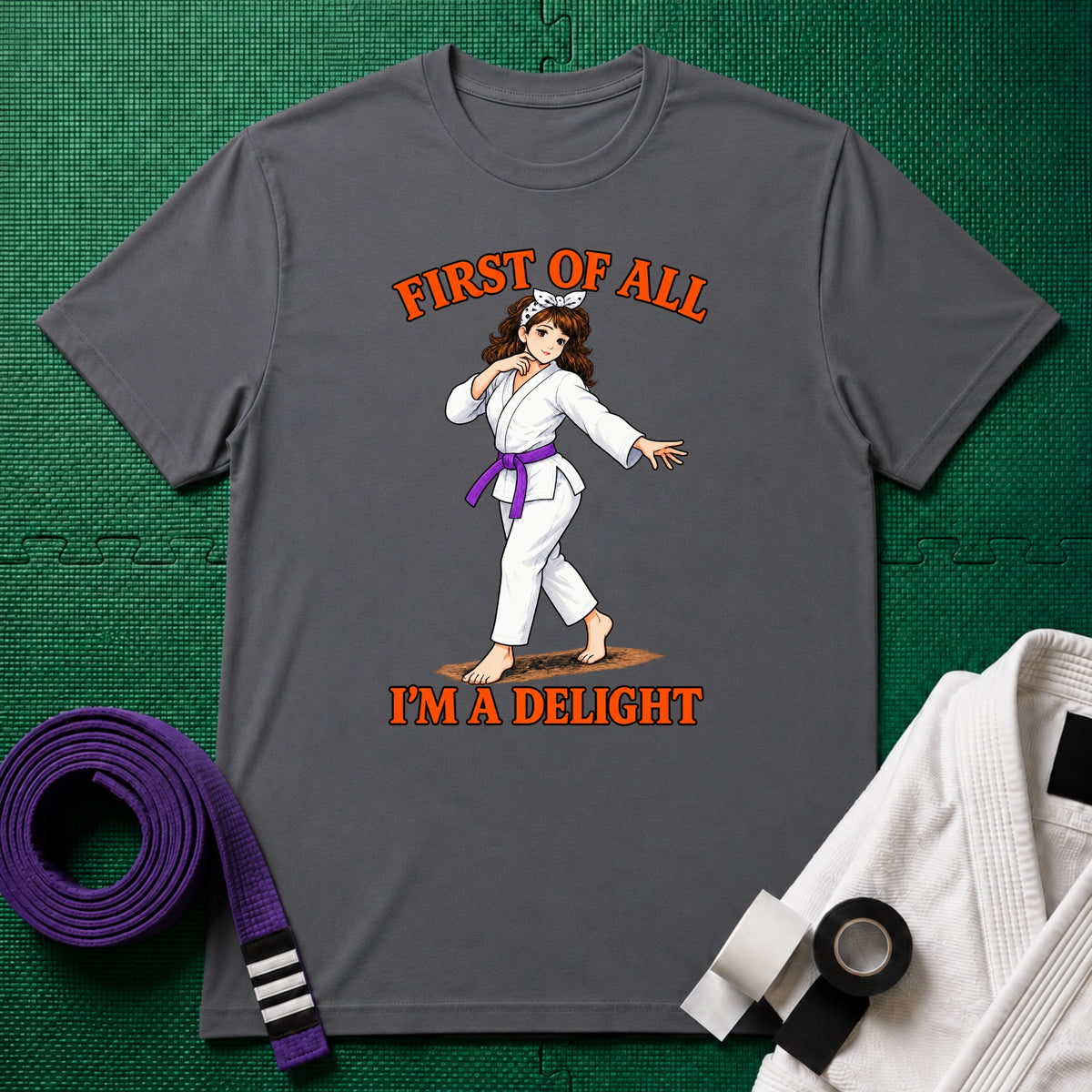 I'm a Delight Purple Belt T-Shirt in Charcoal