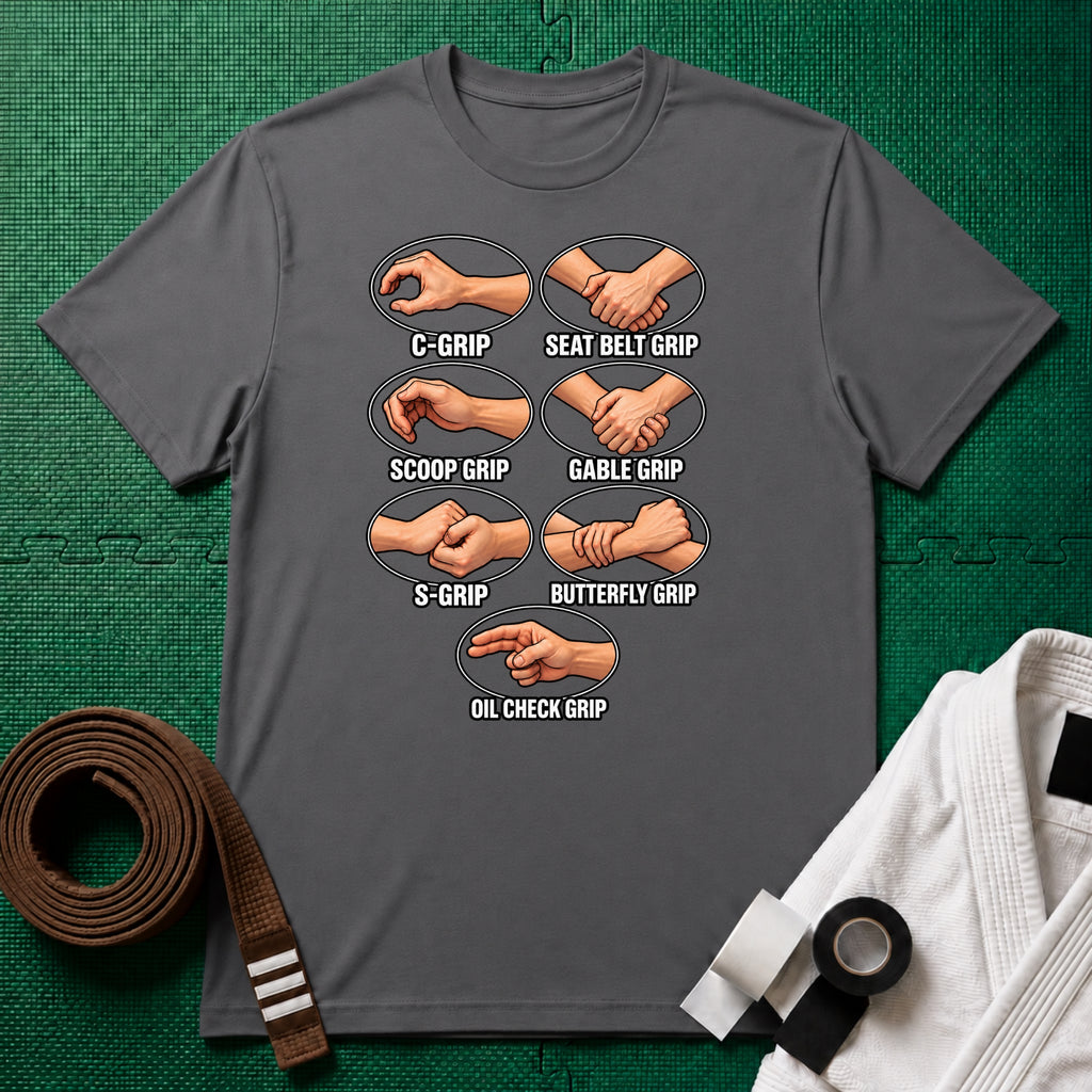 Jiu-Jitsu Grips Chart T-Shirt, Charcoal