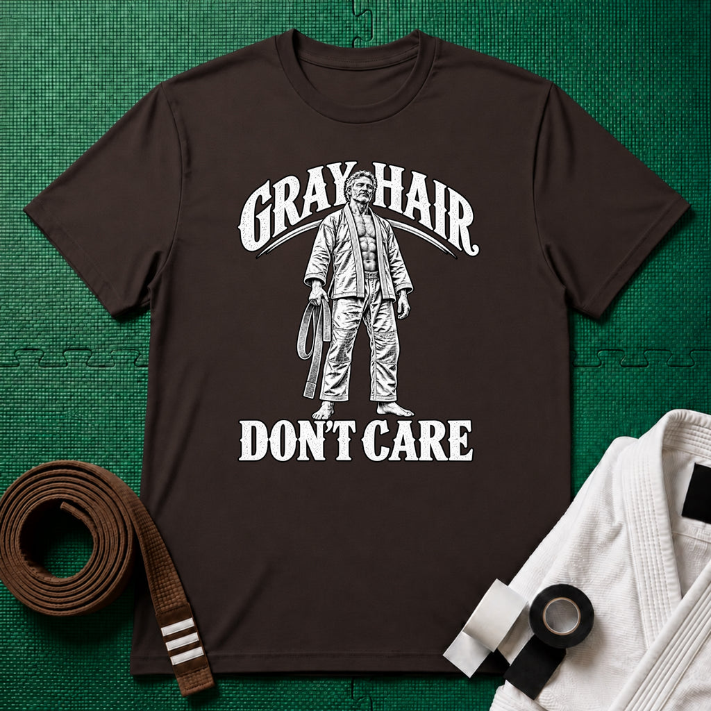 Grey Hair Don't Care T-Shirt, Dark Chocolate
