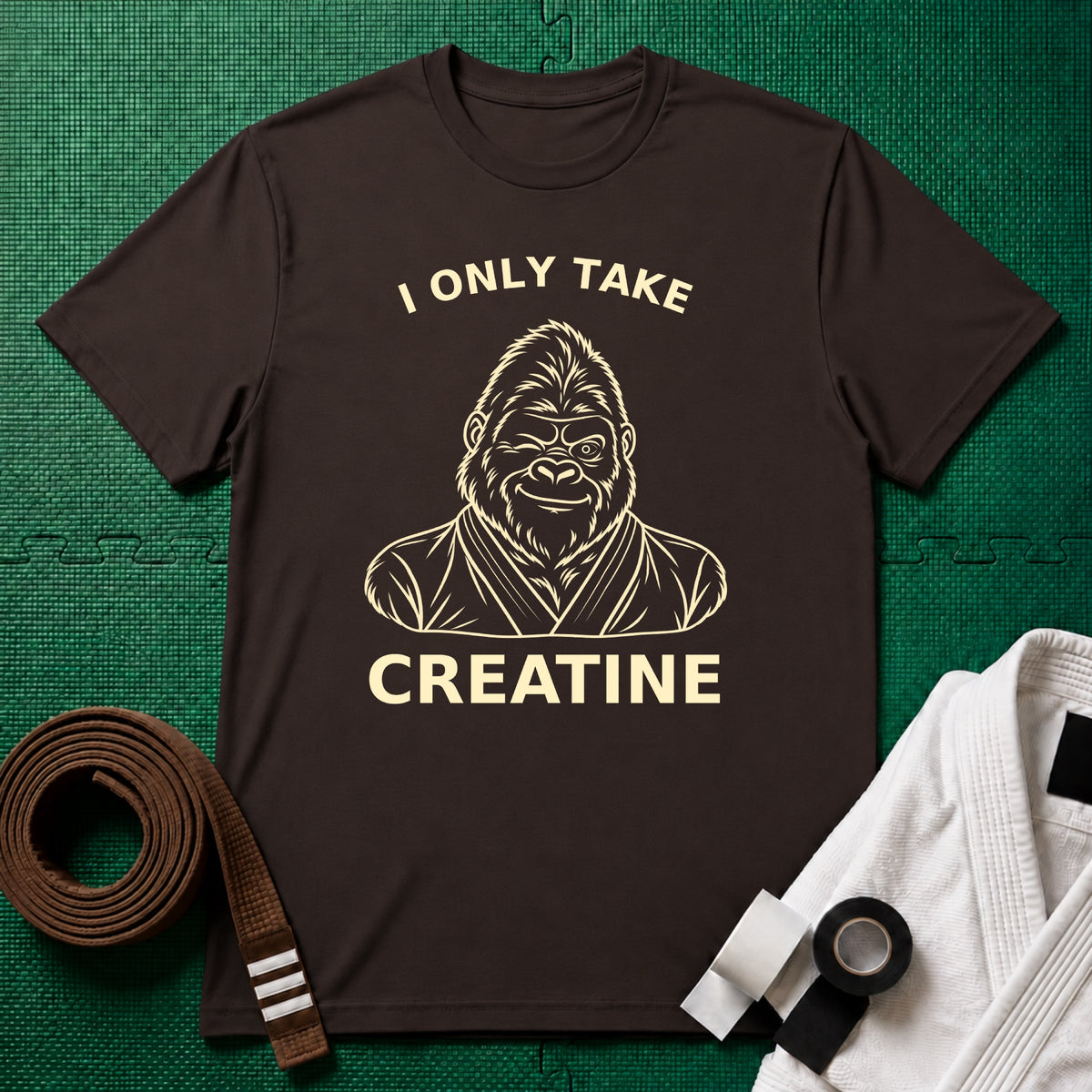 I Only Take Creatine Gorilla T-Shirt, Dark Chocolate