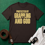 Protected by Grappling and God T-Shirt, Dark Chocolate