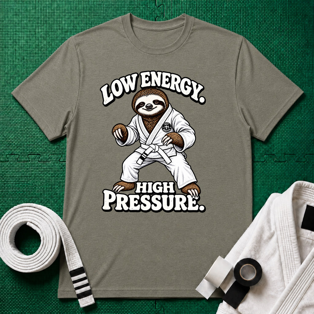 Low Energy Sloth White Belt T-Shirt
