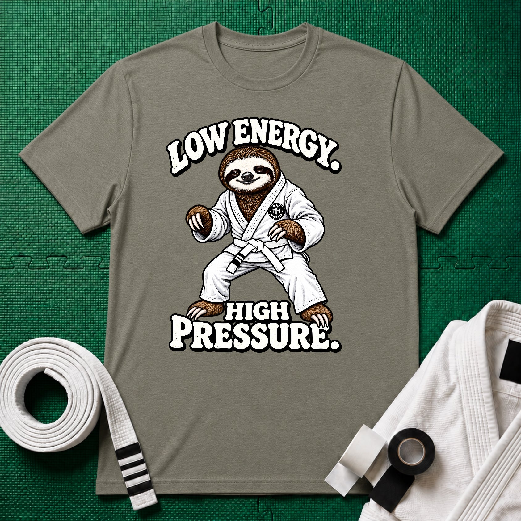 Low Energy Sloth White Belt T-Shirt