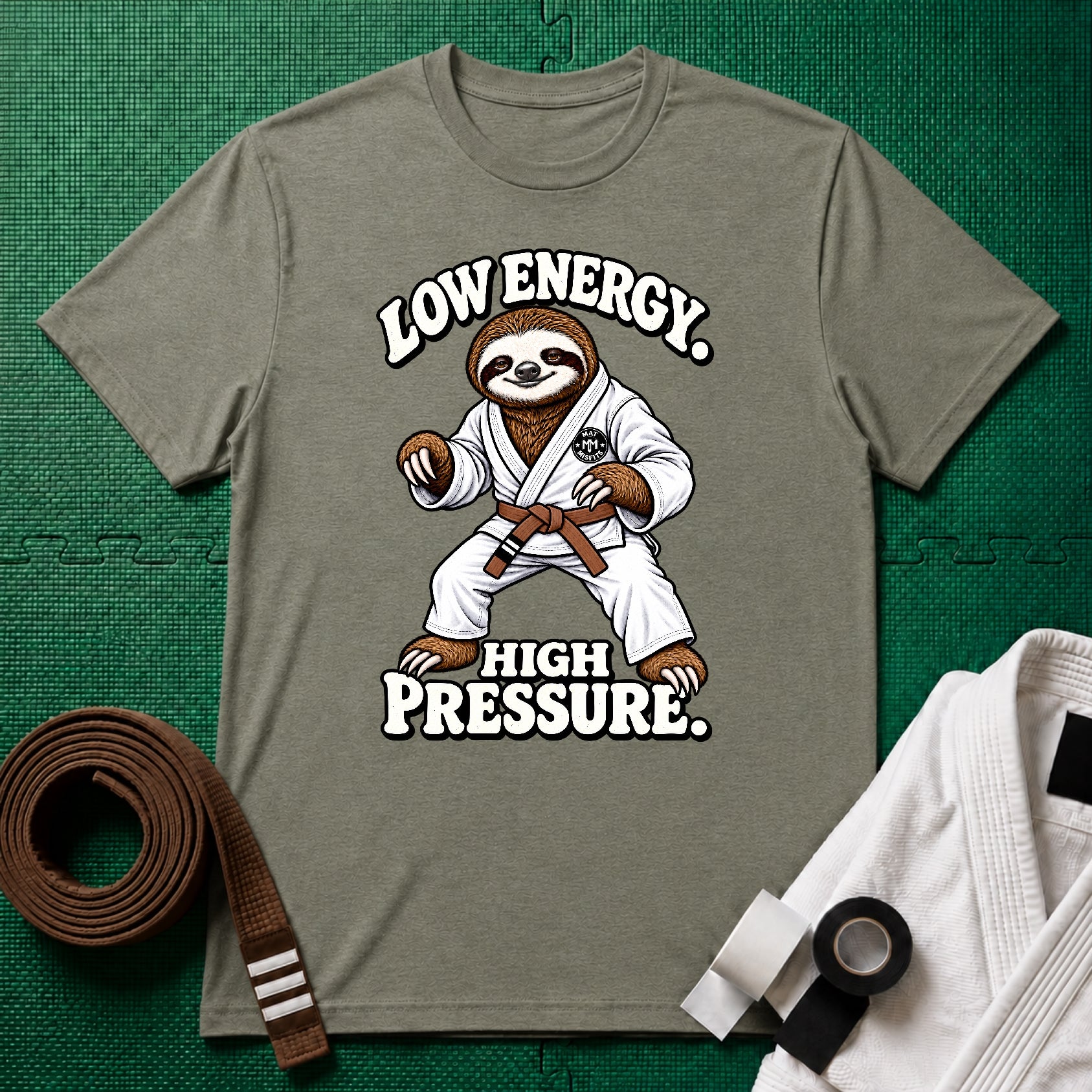 Low Energy Sloth Brown Belt T-Shirt