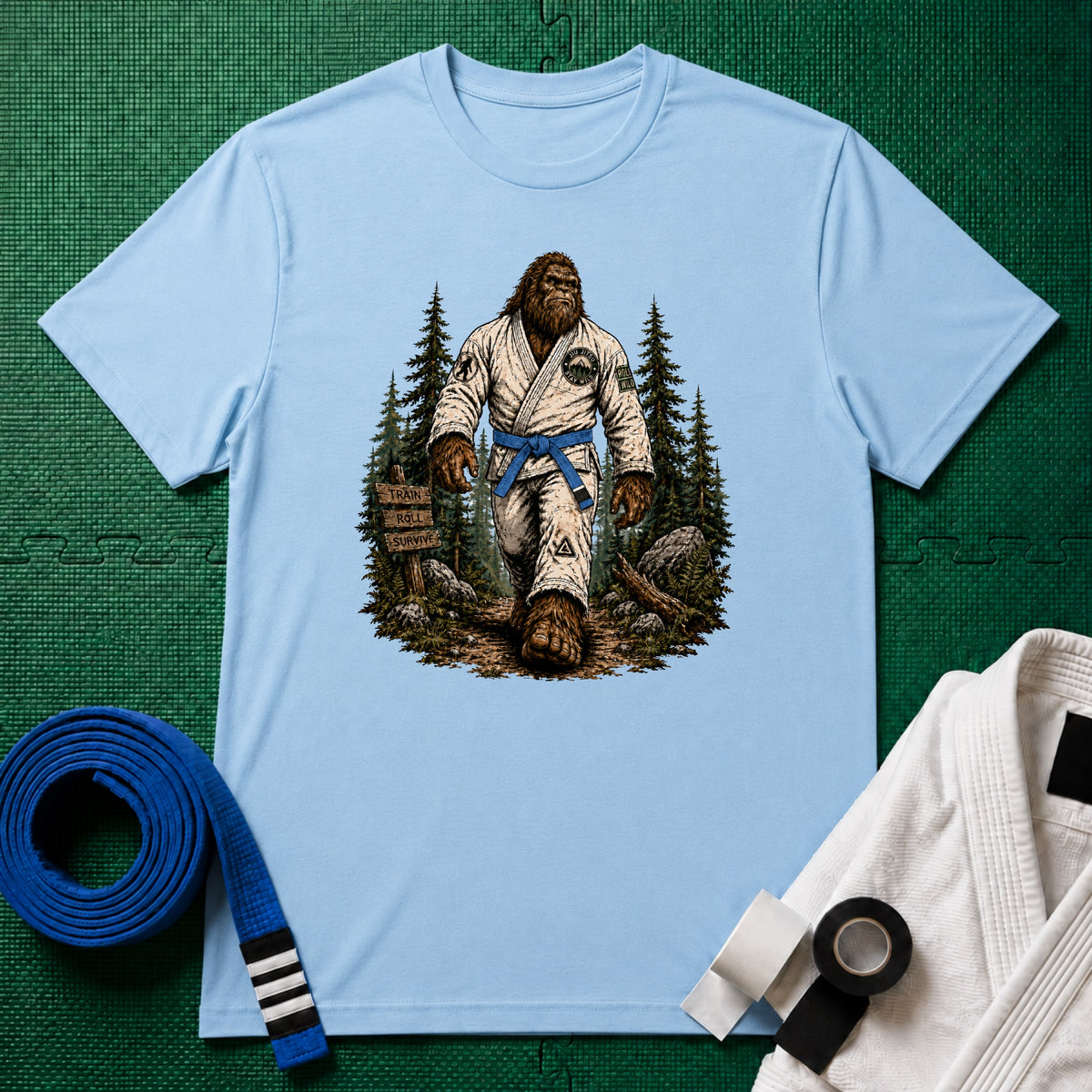 Bigfoot Forest Blue Belt T-Shirt