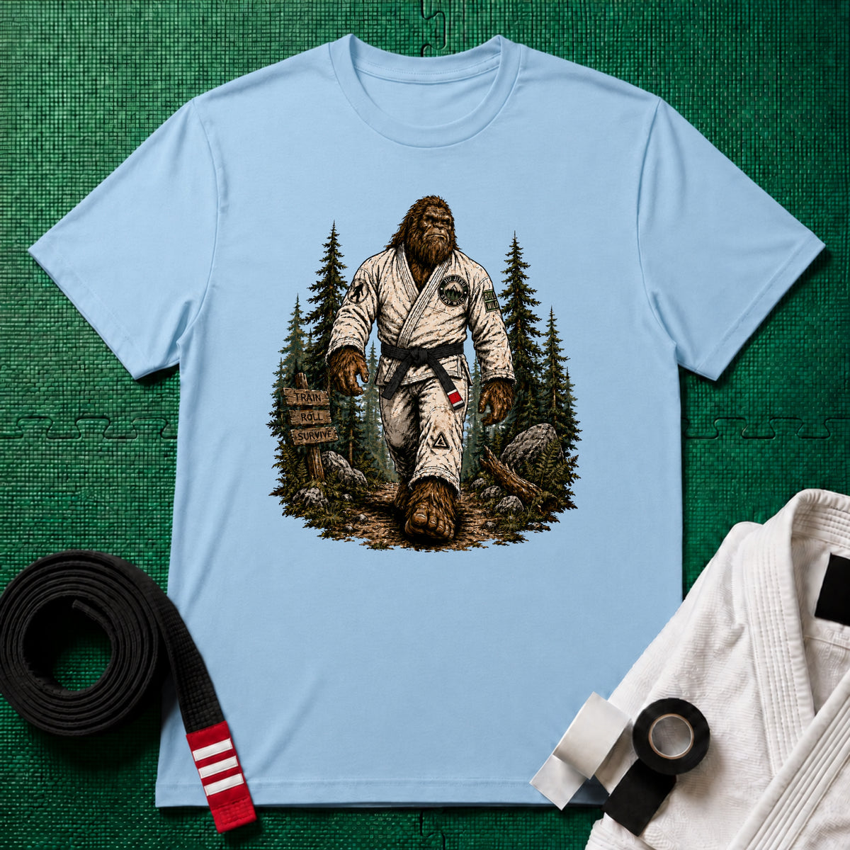 Bigfoot Forest Black Belt T-Shirt