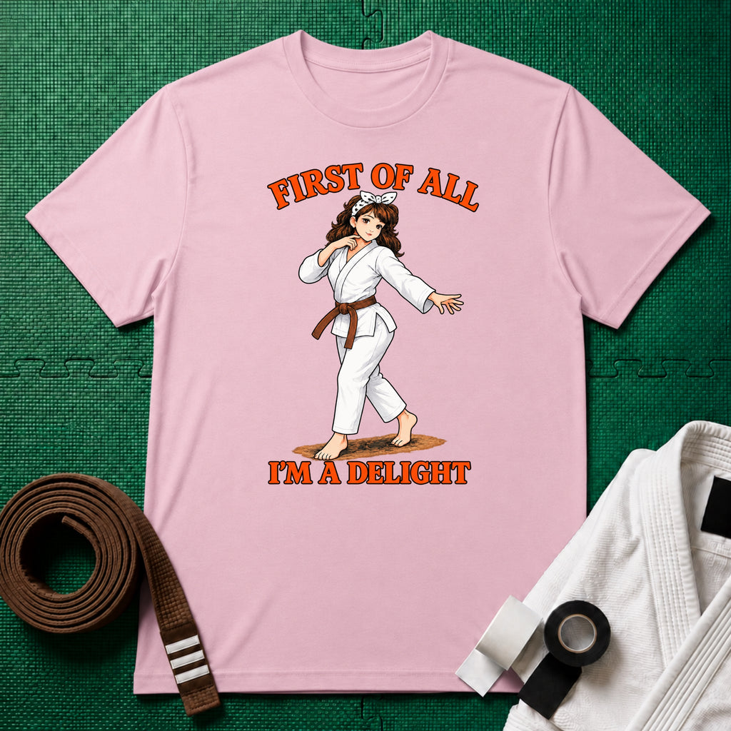 I'm a Delight Brown Belt T-Shirt in Light Pink