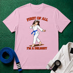 I'm a Delight Blue Belt T-Shirt in Light Pink