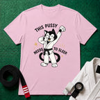 This Pussy Needs to Sleep Black Belt T-Shirt in Light Pink
