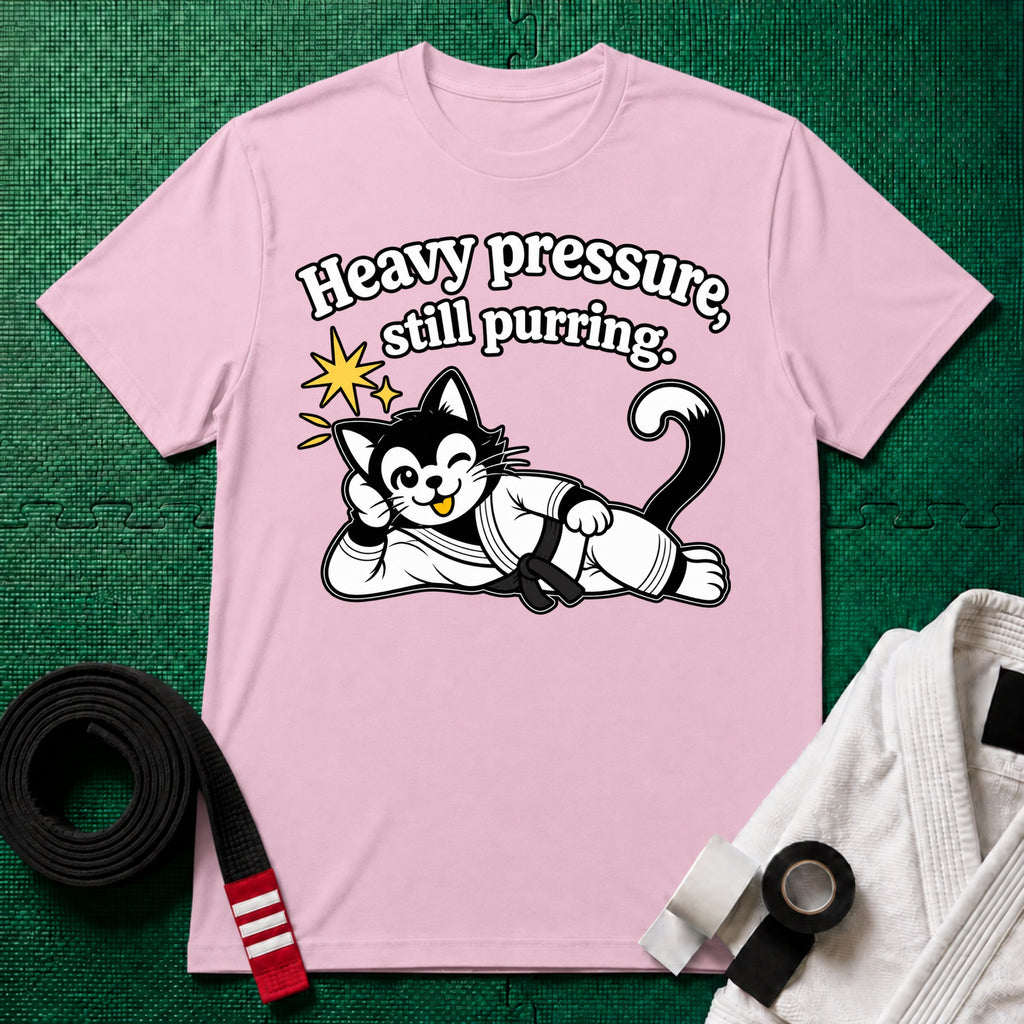 Still Purring Black Belt T-Shirt in Light Pink