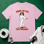 I'm a Delight White Belt T-Shirt in Light Pink