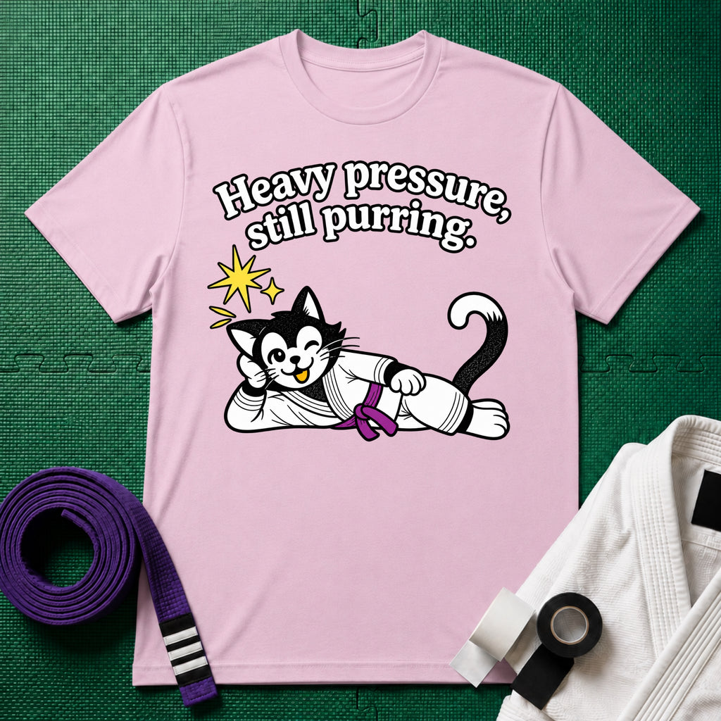 Still Purring Purple Belt T-Shirt in Light Pink