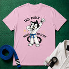 This Pussy Needs to Sleep Blue Belt T-Shirt in Light Pink