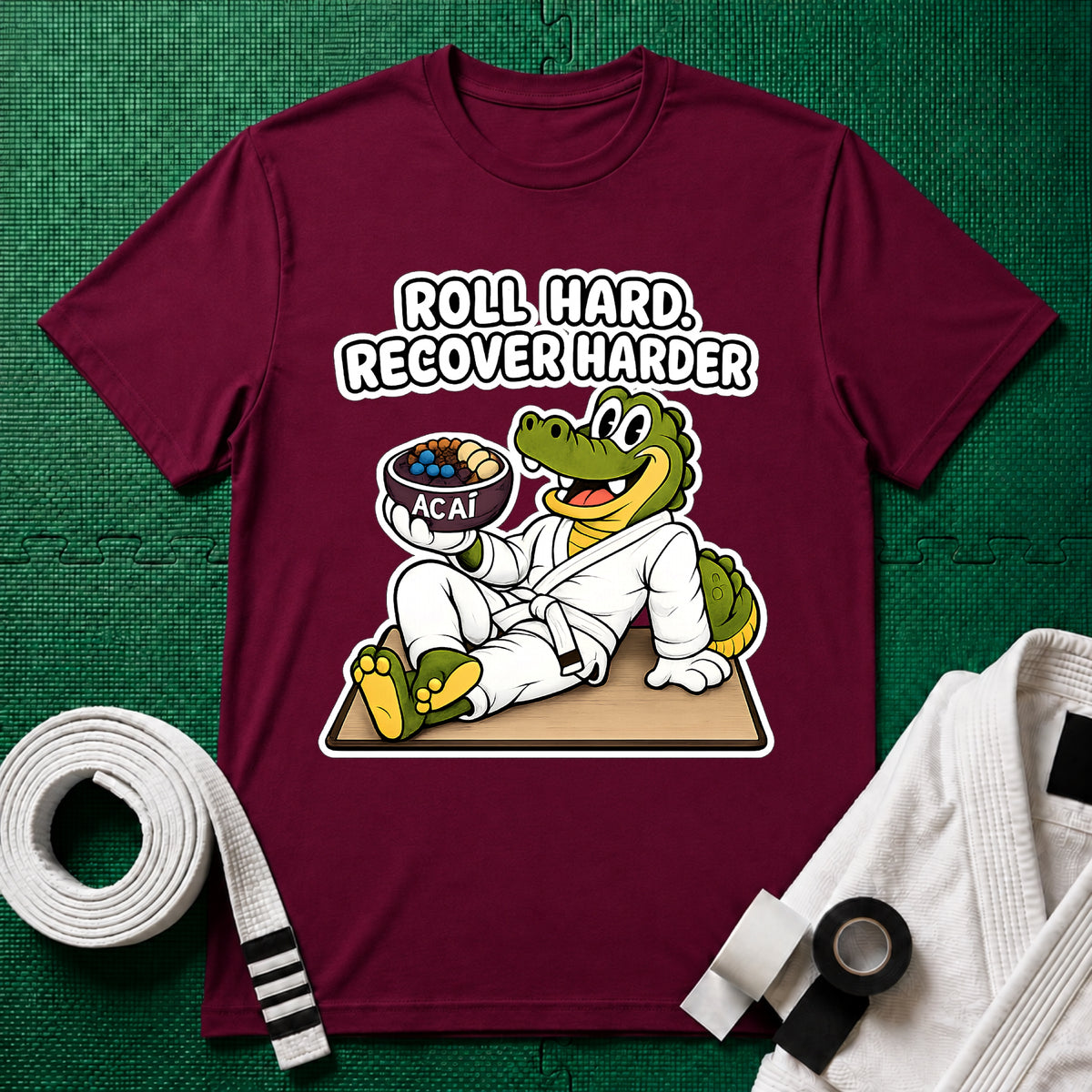 Roll Hard White Belt T-Shirt