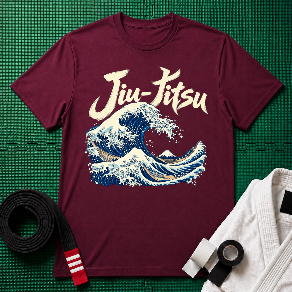 Jiu-Jitsu Wave T-Shirt, Maroon