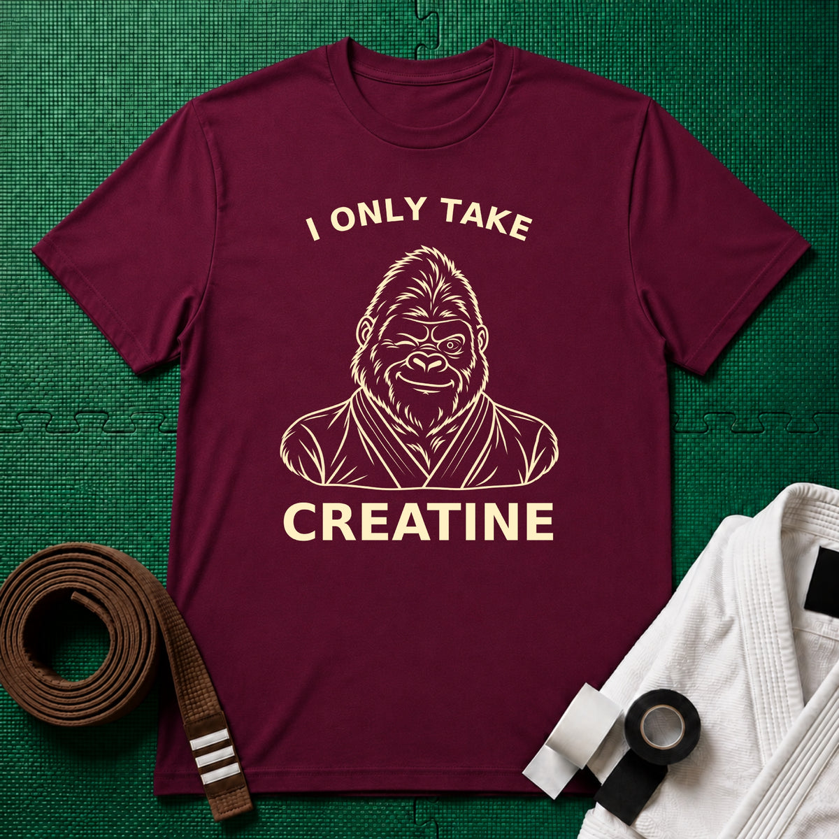 I Only Take Creatine Gorilla T-Shirt, Maroon
