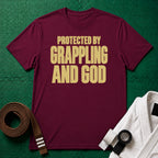Protected by Grappling and God T-Shirt, Maroon