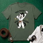 This Pussy Needs to Sleep Brown Belt T-Shirt in Military Green